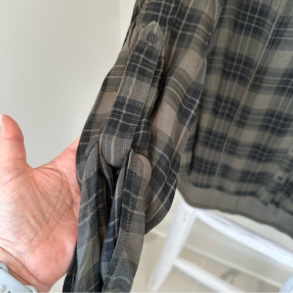 Knox Rose Mixed Material Plaid Rolled Sleeve Shirt SZ Small - Picture 5 of 11